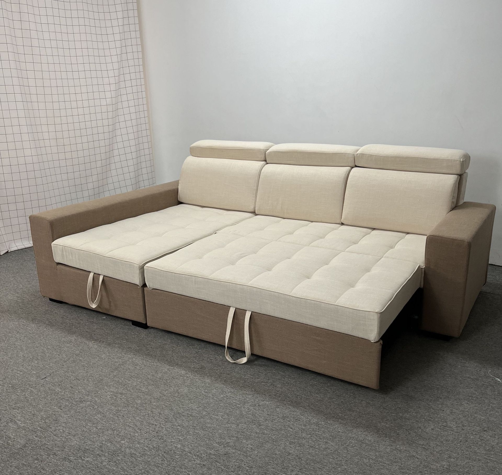 Sofá cama multifuncional de doble propósito sala de estar tamaño pequeño almacenamiento de casa sofá de esquina de tecnología de tela sofá cama plegable
