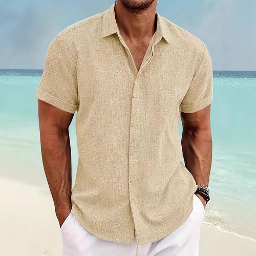 Summer Collar Button Men 3D Printed No Pockets Printed Amazon Shirt