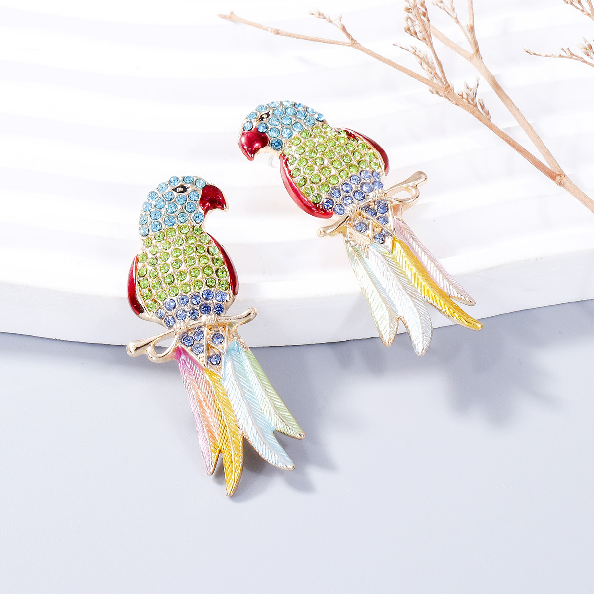 Casual Retro Bird Alloy Zircon Women's Ear Studs 1 Pair display picture 6