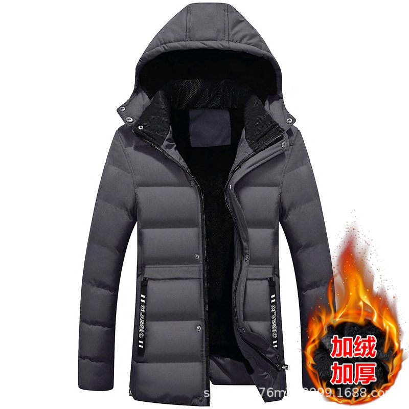 Abrigo acolchado de algodón transfronterizo para Hombres Nuevo invierno forrado de lana engrosado Abrigo acolchado de algodón Abrigo con capucha estilo coreano para hombres guapo Abrigo acolchado de algodón al por mayor