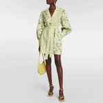 澳洲ZM夏季爆款度假风多巴胺穿搭V领印花长袖连衣裙