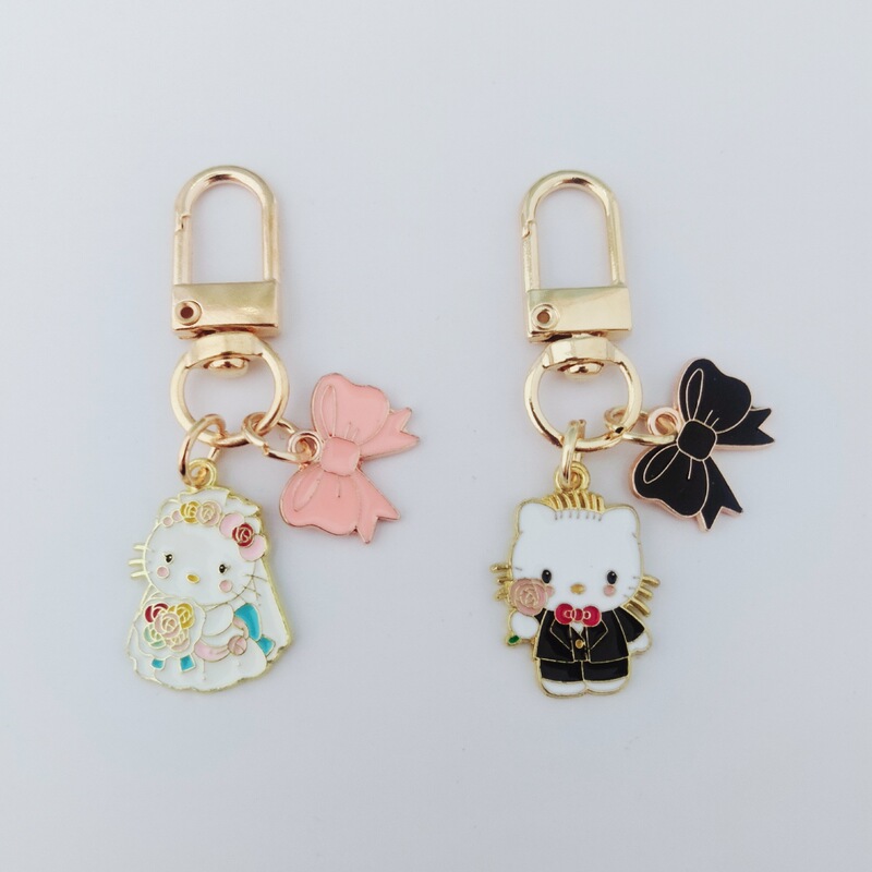Hello Kitty Couple Keychain Small Pendant Ins Creative Cartoon Bride and Groom Hello Kitty Bag Charm Hello Kitty Couple Keychain Small Pendant Ins Creative Cartoon Bride and Groom Hello Kitty Bag Charm