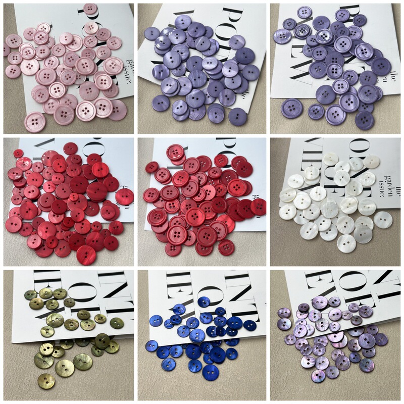 Natural Fritillaria White Shellfish Dyeing Spray Paint Color Black Alien Button High-end Knitted Quilt Cover Textile Shirt Button