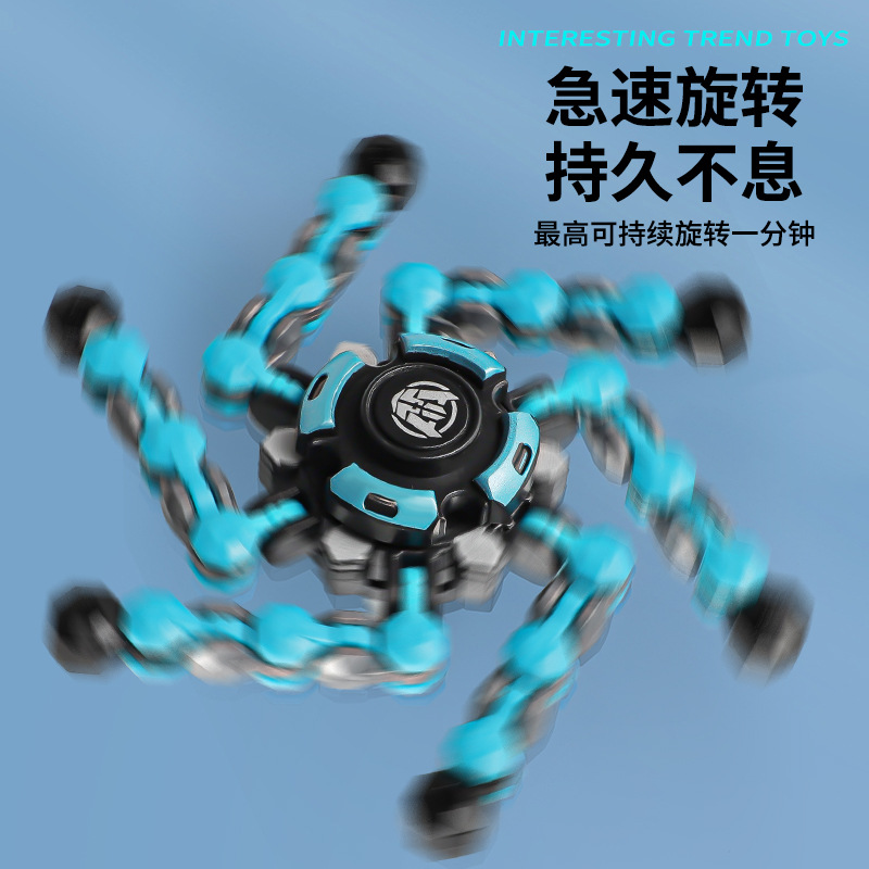 Fingertip Gyro deformable robot giratorio juguete mecánico de los niños tecnología negro espiral entre los dedos niño descompresión