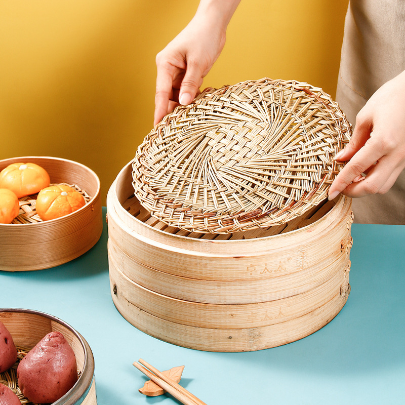 Pure Natural Steamed Bun Mat, Pure Hand-Woven Mat, Thickeneded and Encrypted Non-Stick Bun Mat, Small Steamed Bun Mat, Straw Mat