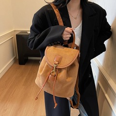 复古麂皮绒双肩包包女2025新款潮韩国网红款背包学院大容量旅行包