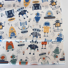 机器人 斜纹纯棉卡通布料 全棉床品面料 服装布料 宝宝印花