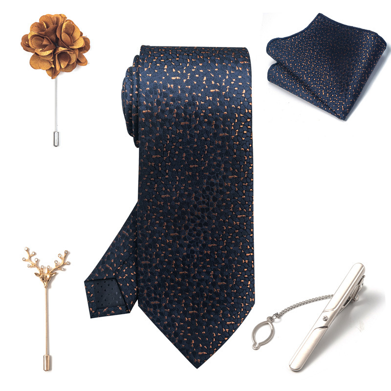 2024-es új divatos, divatos nyakkendő, üzletember, divatos tiszta színű, csíkos kesudió nyakkendő, 6 részes díszdobozban négyzet alakú sál nyakkendőkapcsos mellszett_voghion.com