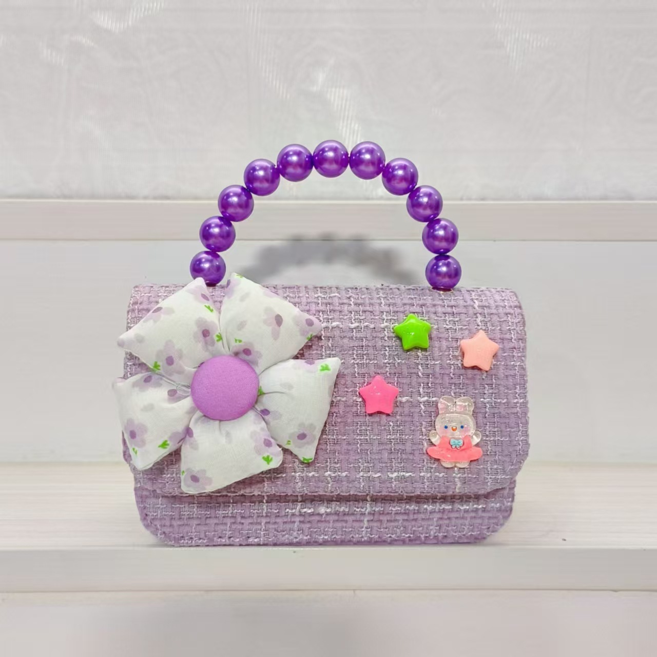 Bolso de perlas flores conejo camisa princesa accesorios de cambio bolso pequeño para niños cadena de billetera de Año Nuevo