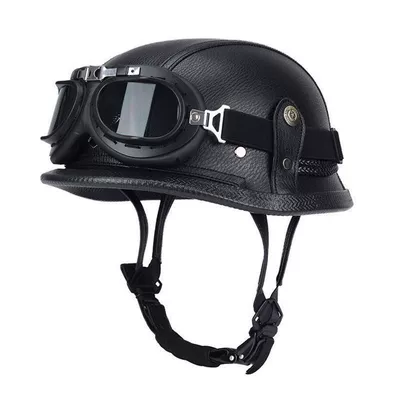 German-Style Steel Helmet, Retro Half Helmet, Harley Men's Motorcycle Helmet, Motorcycle Helmet, Soldier Leather Helmet, Retro Half Helmet