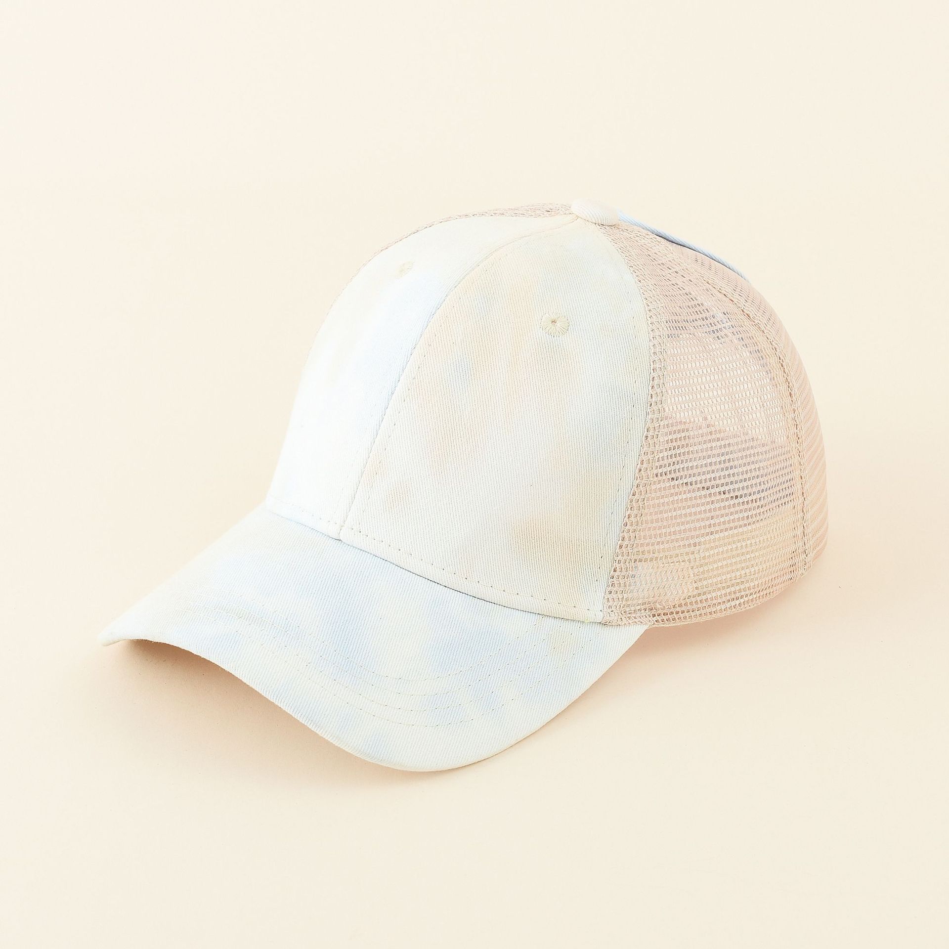 Primavera y verano nueva gorra de malla de gradiente teñido con lazo Gorra de béisbol de cola de caballo para mujer gorra de pico de moda casual
