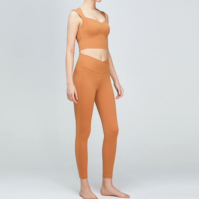 Cruz-frontera europea y americana ropa de yoga traje de mujer a prueba de golpes ropa interior de cintura alta Peach Hip apretado fitness deportes yoga Pantalones