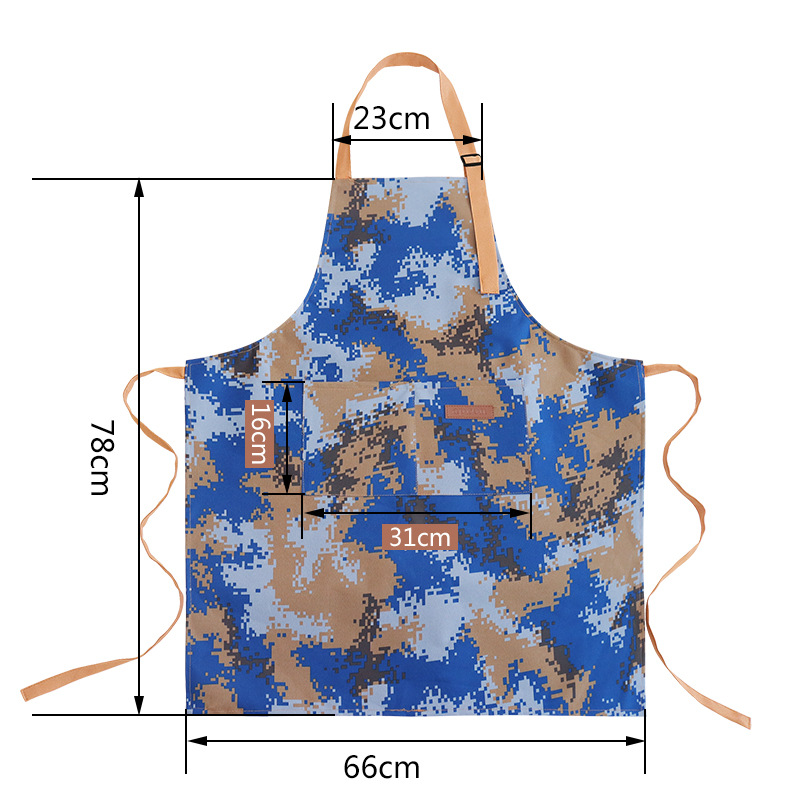 Transfronterizo Amazon camuflado delantal de lona impermeable ajustable café ropa de trabajo delantal de cocina doméstica al por mayor