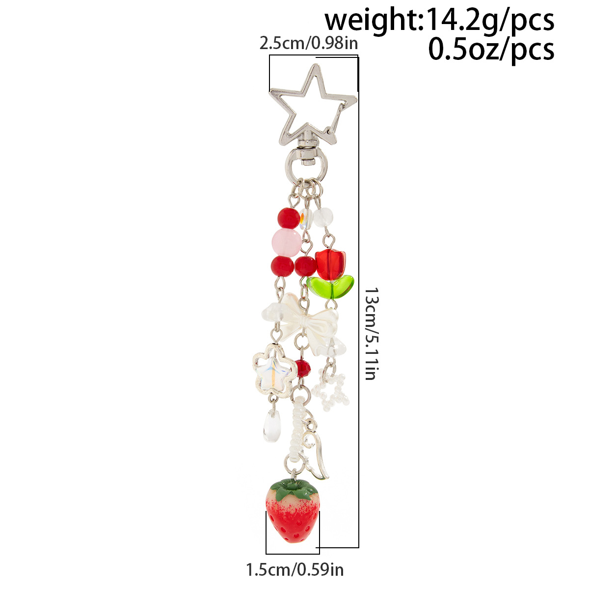 12g Weight Bag Pendant, Keychain Classification 1 Piece Quantity Daily Occasion Alloy Material Fruit, Strawberry Pattern Women's Gender Cute, Pastoral Style Cute Pastoral Fruit Strawberry Arylic Alloy Women's Bag Pendant Keychain 30
