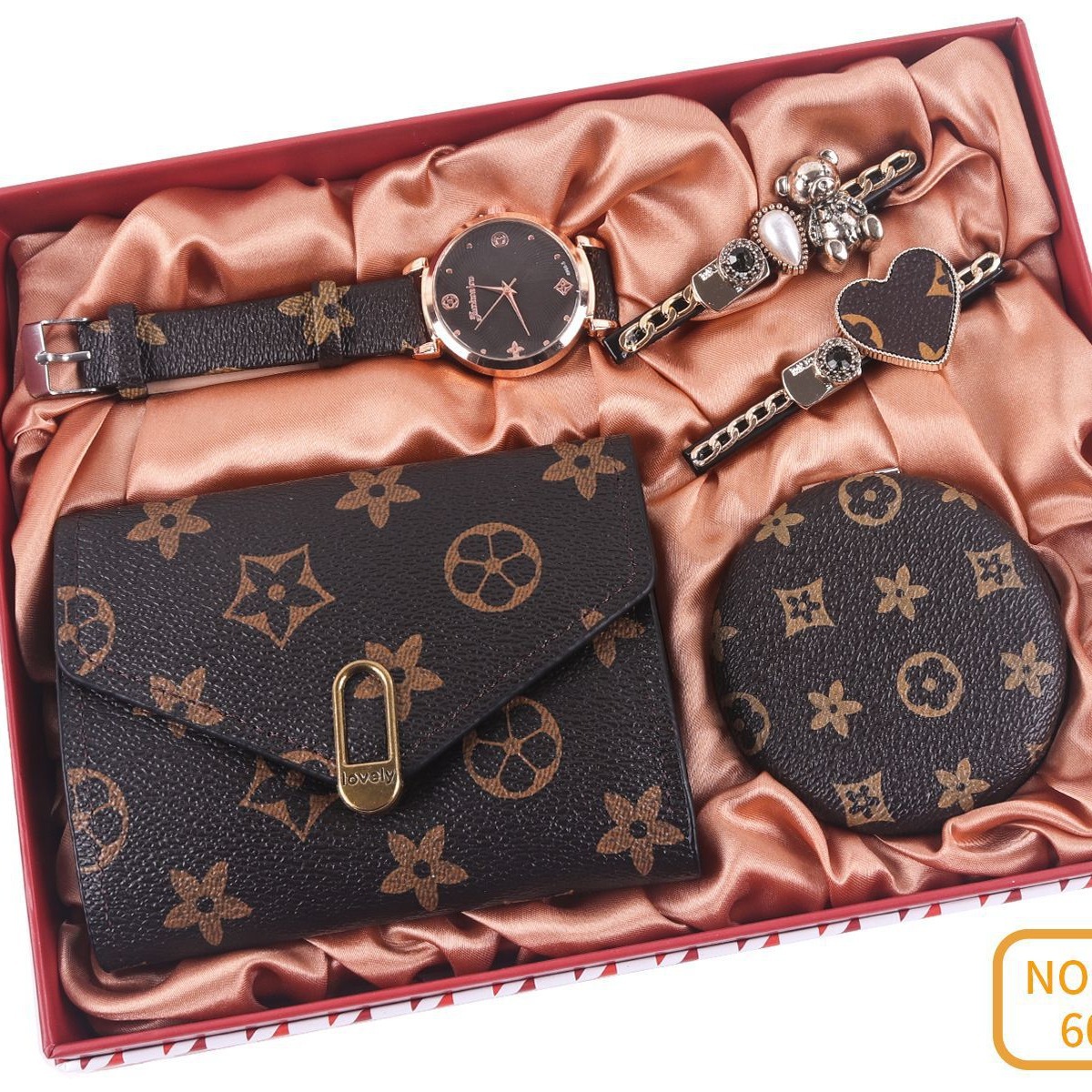4pcs / set2023 nuevo juego de cajas de regalo para mujeres, relojes, gafas de sol, billetera, llavero, nueva personalidad de moda