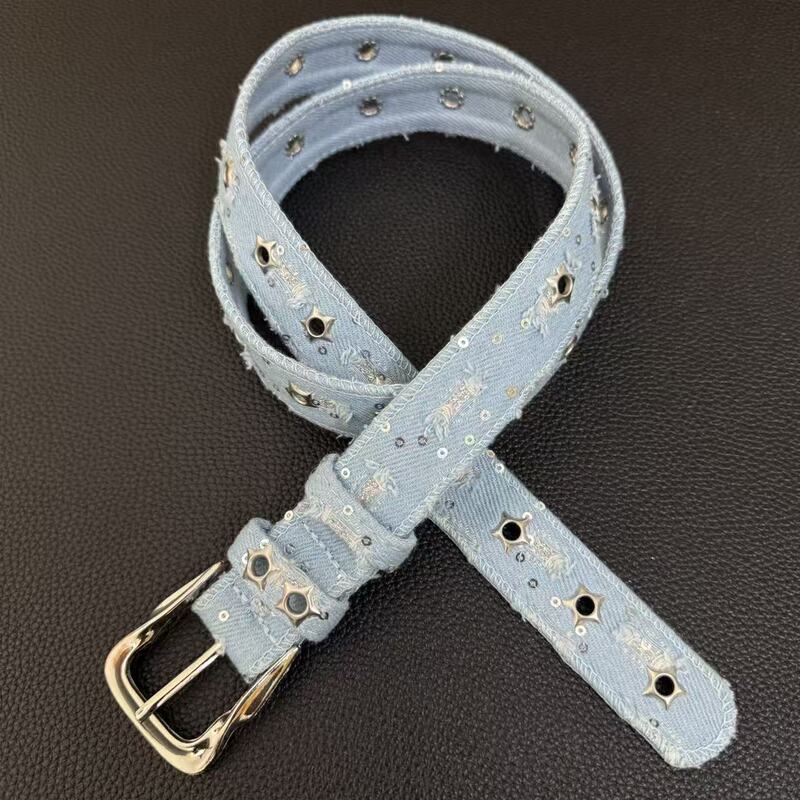 Vintage Star Studded No-Punch Belt Y2K Niche Personality Unisex Versatile Jeans Belt