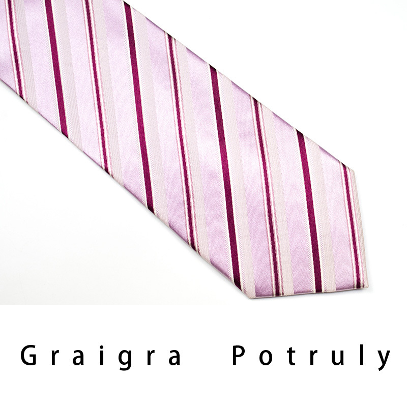 Kleine gestreifte rosa Business-Maulbeerseide, Breite 8,5 cm, Herrenkrawatte_voghion.com