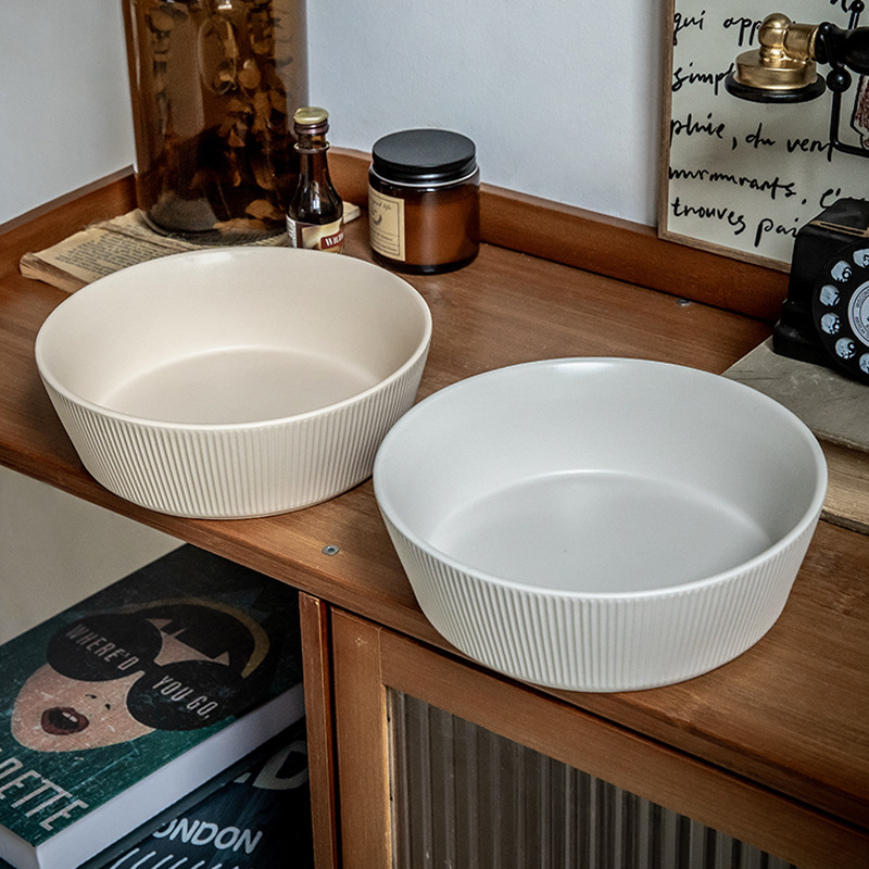Xiaoyi Niebla en relieve textura ultra práctica tazón de verduras retrógrado tazón de cerámica tazón de ensalada personalidad simple y profunda exportación transfronteriza