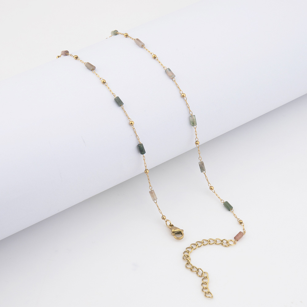 Neues Armband mit Steinperlen, kleine frische Halskette, vielseitig und hochwertig, Kragenkette im Instagram-Stil in Kontrastfarbe_voghion.com