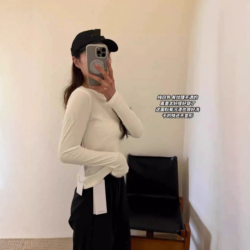 Alo five-color autumn and spring yoga wear women's long-sleeve T-shirt ribbed knit top slimming casual base layer
