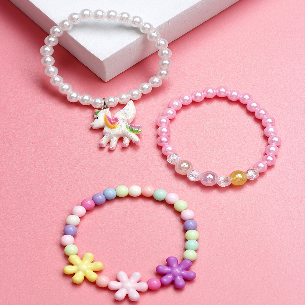 Cute Unicorn Flower Plastic No Inlaid Bracelets