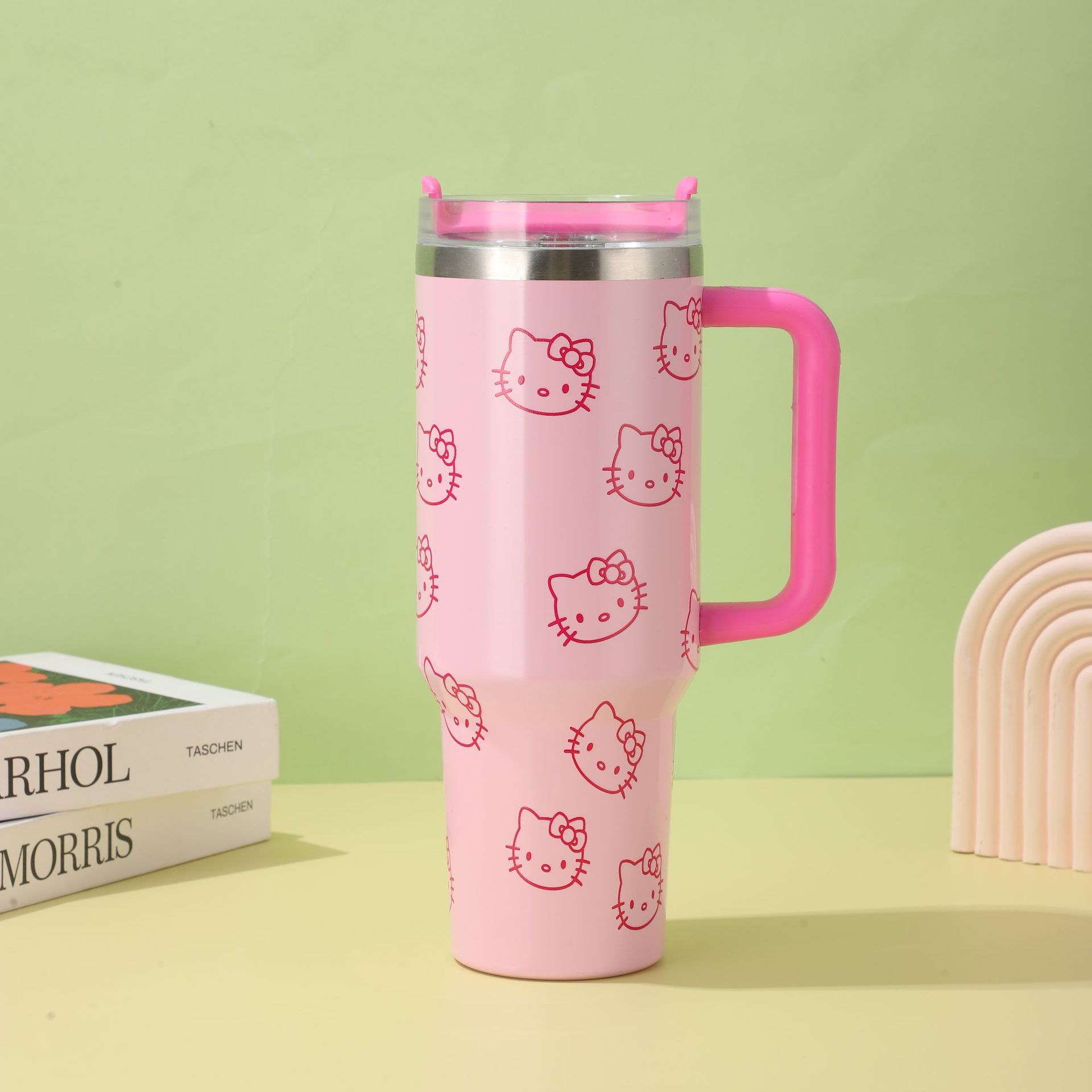 Copa Bingba transfronteriza de 40oz Copa de acero inoxidable 304 de gran capacidad, preservación del calor y preservación del frío con mango Copa de coche