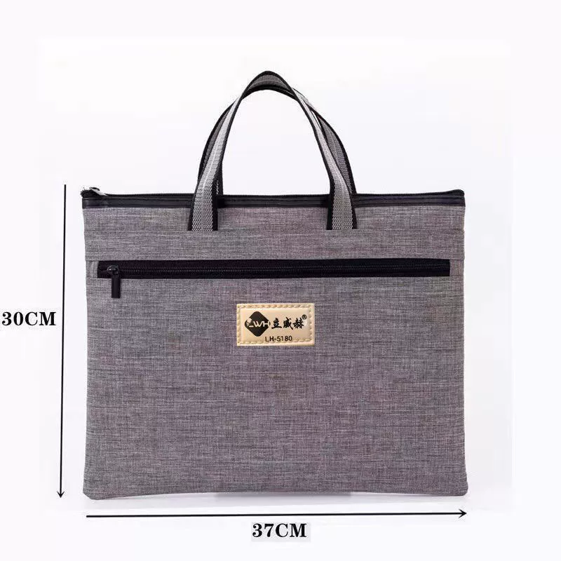 Handheld capacious cloth bag for documents with zipper, files bag for folders