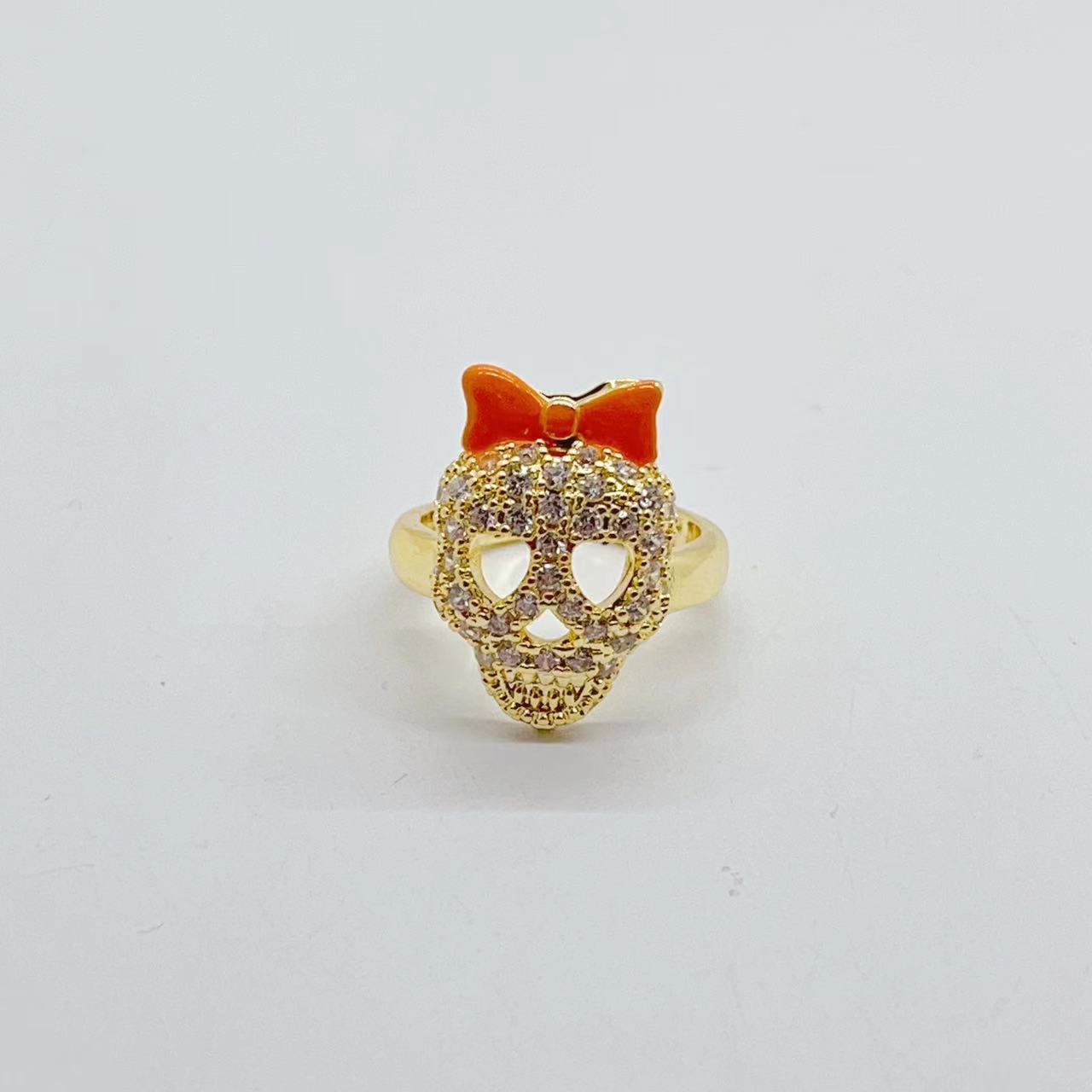 Wholesale Casual Hip-Hop Skull Copper Open Rings display picture 5