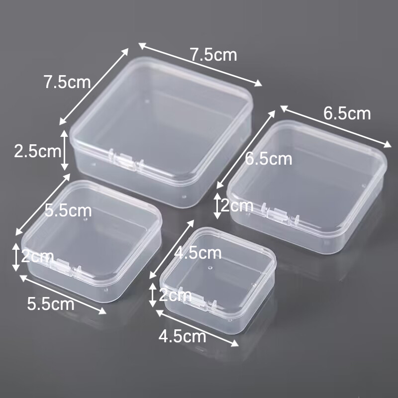 Plastic Transparent Small Square Box PP Anti-Noise Earplug Box Jewelry Accessories Parts Storage Box Fish Hook Stationery Packaging Box