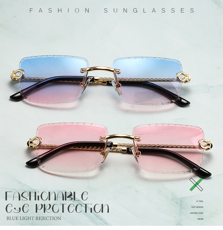 45g Weight Frameless Glasses Structure Sunglasses Classification PC, UV400 Protection Lens Material Polygon Glasses Style Outdoor, Daily Occasion Solid Color Pattern Unisex Gender Casual, Simple Style Style Casual Simple Style Solid Color PC UV400 Protection Polygon Frameless Women's Sunglasses 无