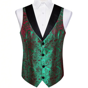 2025 Summer Cross-Border Men's Suit Vest Paisley Pattern Tie Vest Banquet Wedding Host Dress