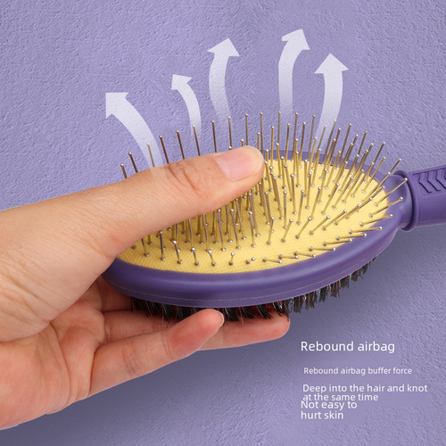 Pet comb for grooming, with bristles to detangle and fluff up dog fur, remove loose hair, brush for dogs to untangle hair