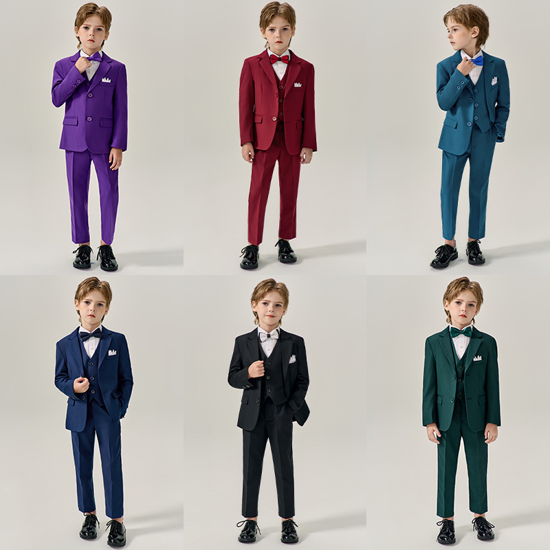 Children's suit set, little boy's flower boy wedding outfit, baby's first birthday outfit, British-style suit, boy's performance costume