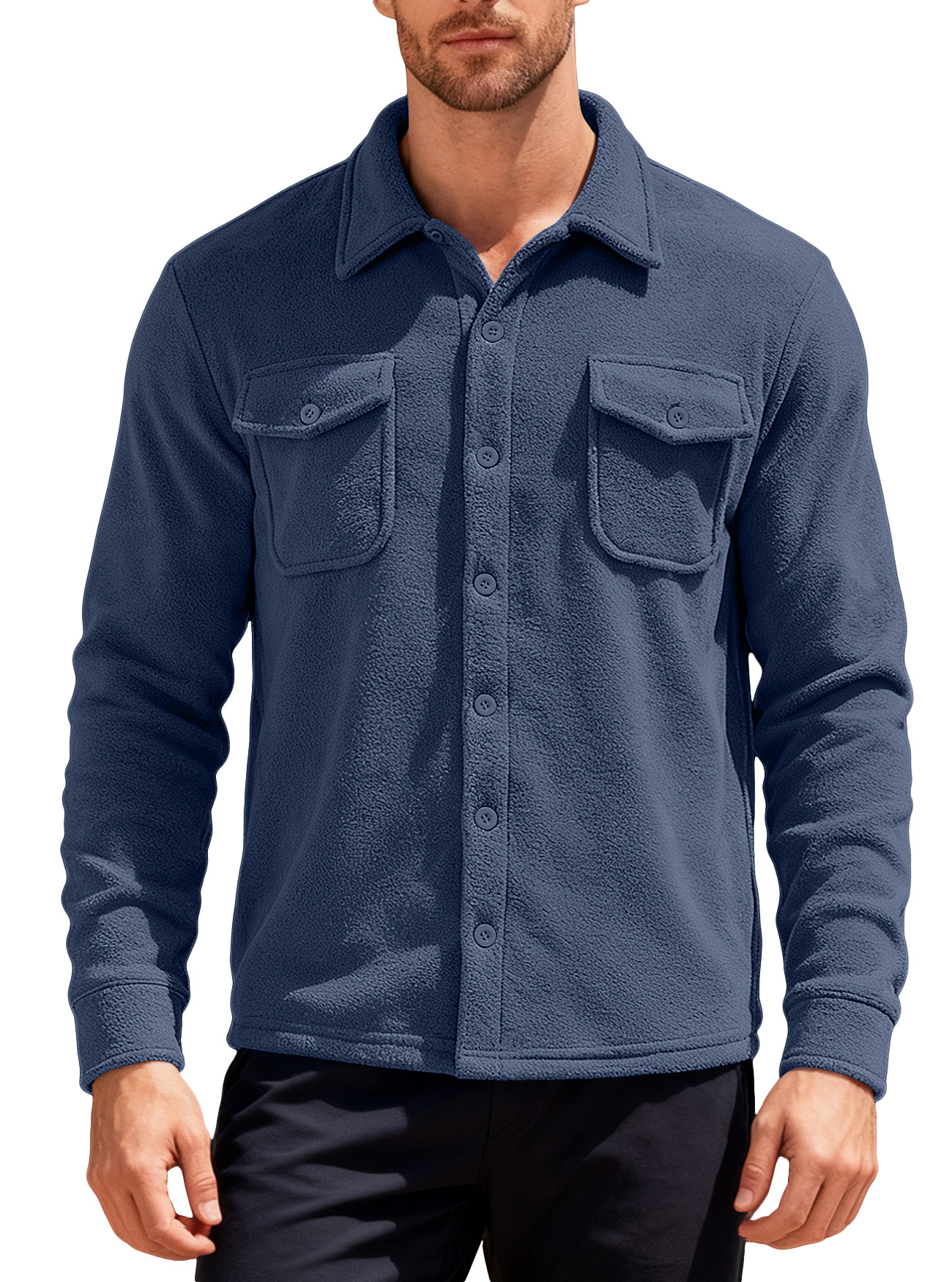 Nuevo estilo europeo y americano transfronterizo pesado para hombres con herramientas de terciopelo al aire libre chaqueta de solapa casual abrigo cálido suelto