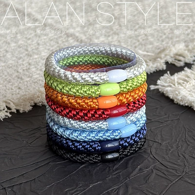 Korean-Style Simple Braided Hair Tie for Women, Elegant High Ponytail Anti-Collapse Hair Band, High Elasticity Hair Rope, Versatile Hair Accessory (Saç üçün rezinlər) - rainbow-color-6cm