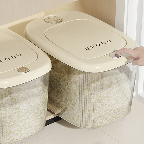 Household insect-proof and moisture-proof press rice barrel food-grade sealed large-capacity automatic rice storage box sealed jar rice cylinder