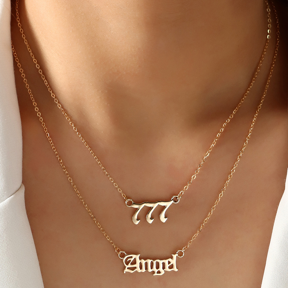 Angel Lucky Number Angel Letter Necklace 2 Pieces display picture 1