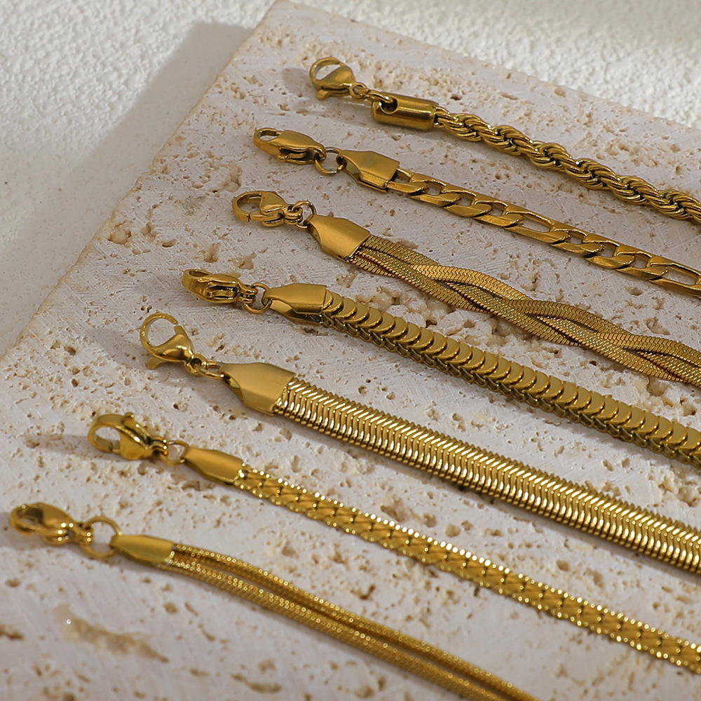 6g Weight 0.03µm-0.05µm Gold Plating Thickness PVD Coated Gold Plating Process Real Gold Plated Plating Material Bracelets Classification 304 Stainless Steel Chain Material 18K Gold Plating Color 1 Piece Quantity Holiday, Daily Occasion 304 Stainless Steel Material Geometric Pattern Women's Gender Simple Style, Classic Style Style Waterproof Non Tarnish Craft PVD Coated Real Gold Plated 18K Gold Geometric 304 Stainless Steel Simple Style Classic Style Waterproof Non Tarnish 304 Stainless Steel Bracelets 2