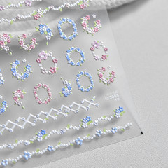 Tomoni Embossed Nail Stickers, Vintage Nail Decals—Factory Wholesale, Japanese Style, Tiny Garden Design 3085