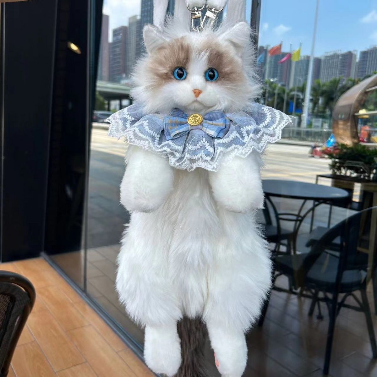 布偶猫背包发声仿真猫咪公仔三花猫玩偶小红书爆款卡通毛绒包包