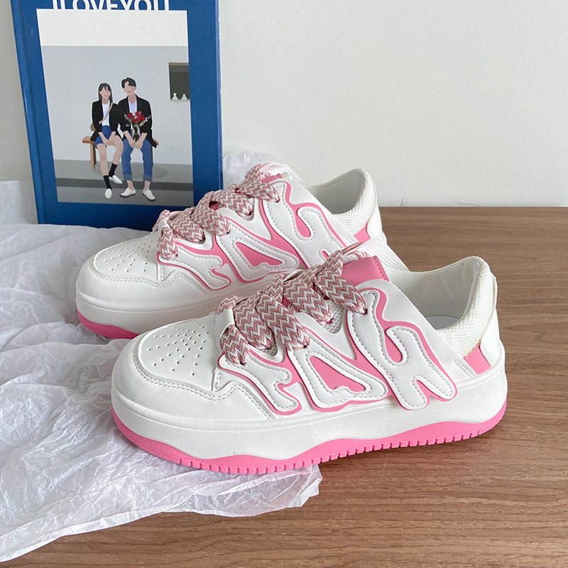 Guochao girl pink white shoes women's 20...