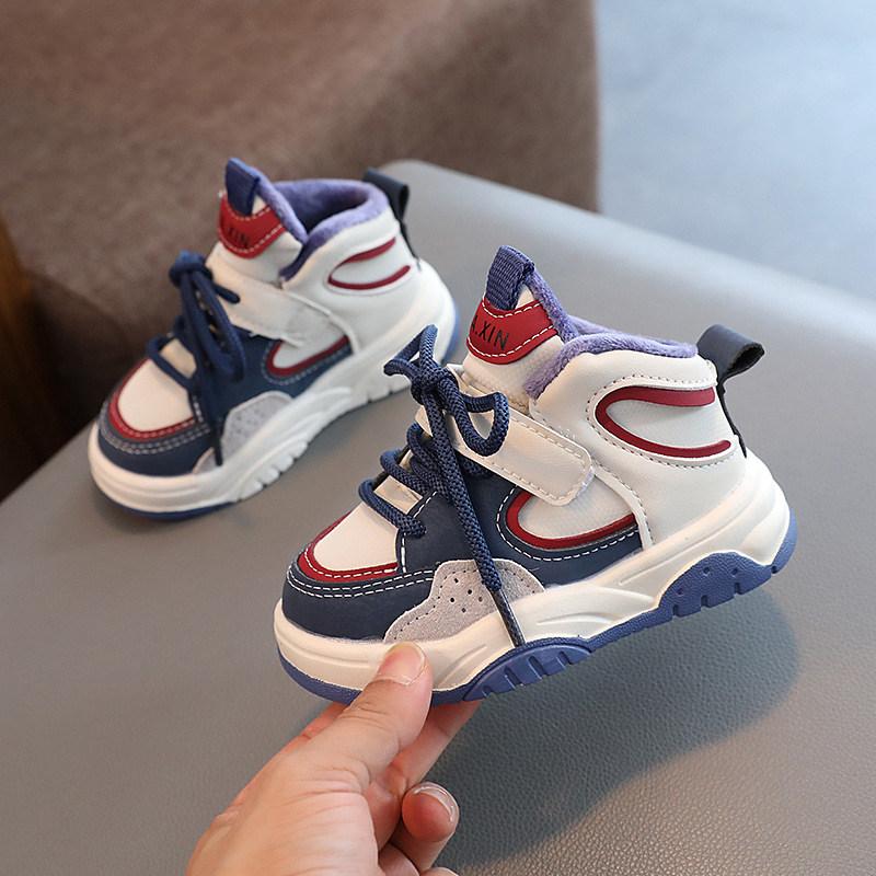 Girls' Sports Shoes 2024 Autumn and Winter New Trendy Brand High-Top Sneakers Cute Cartoon Decoration Boys' Second Cotton Casual Shoes_voghion.com