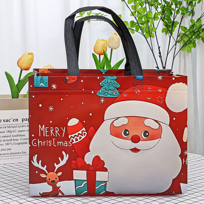 新しいラミネート不織布バッグクリスマスギフトバッグスポットクロスボーダーハンドバッグ熱プレス立体バッグ広告ショッピングバッグ|undefined