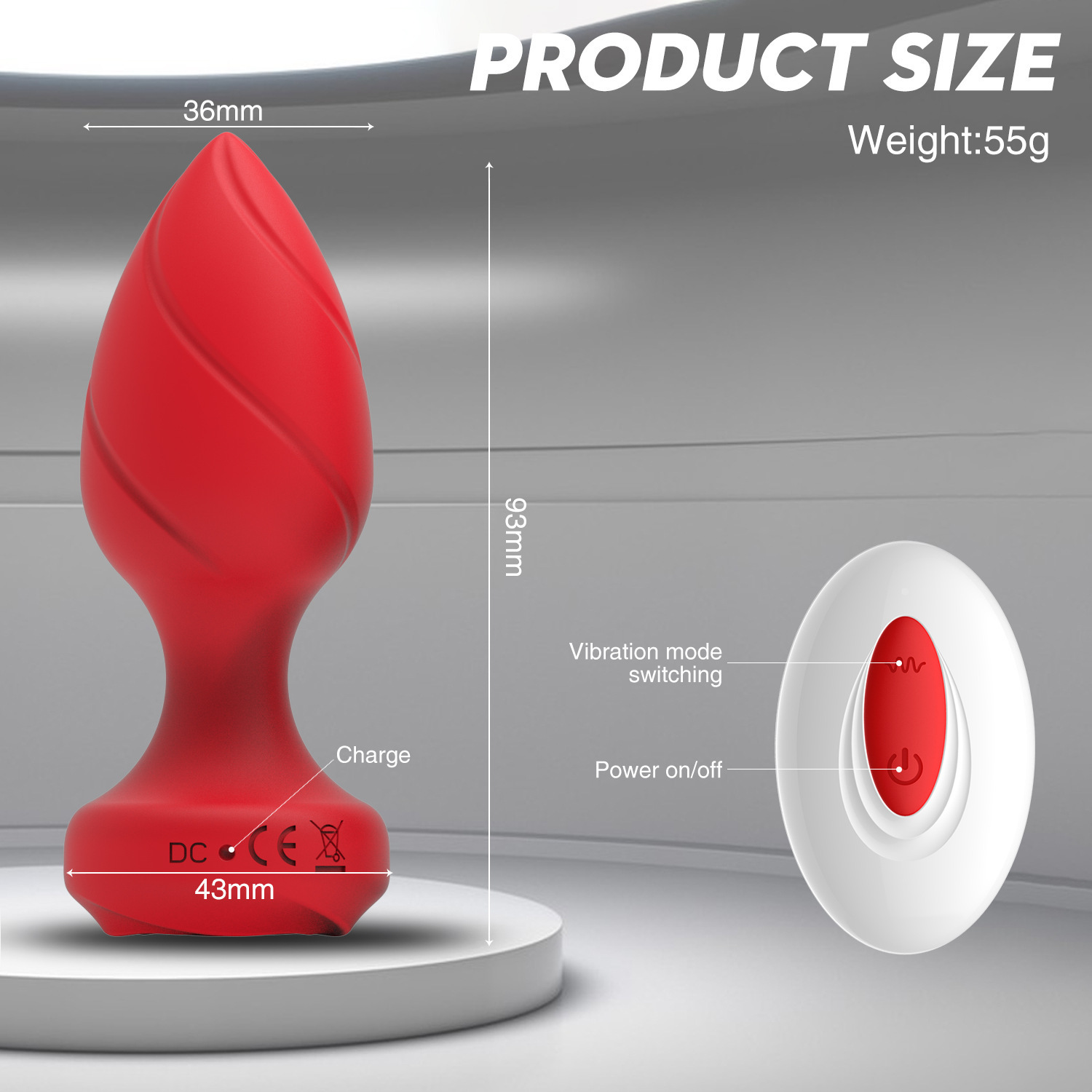 Butt Plug With 10 Frequency Remote Control Vibration Unisex Toy_voghion.com