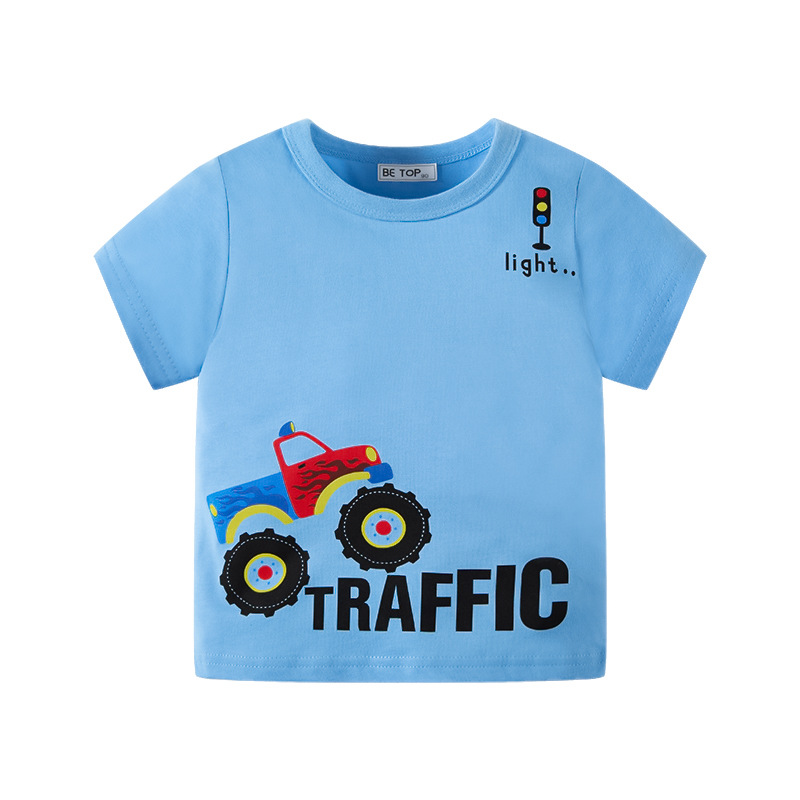 2024 nuevos niños de dibujos animados de algodón de manga corta de verano nuevo estilo coreano Comercio exterior transfronterizo camiseta de los niños ropa superior