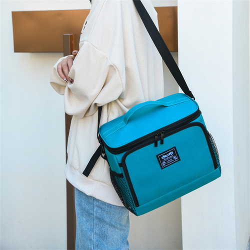 Cross-body lunch bag cross-border wholesale large-capacity thickened portable lunch bag student outdoor Oxford cloth picnic bag