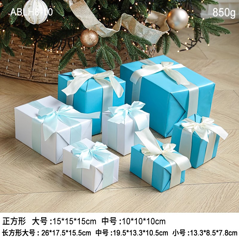 Paquete de regalo azul y blanco de siete piezas