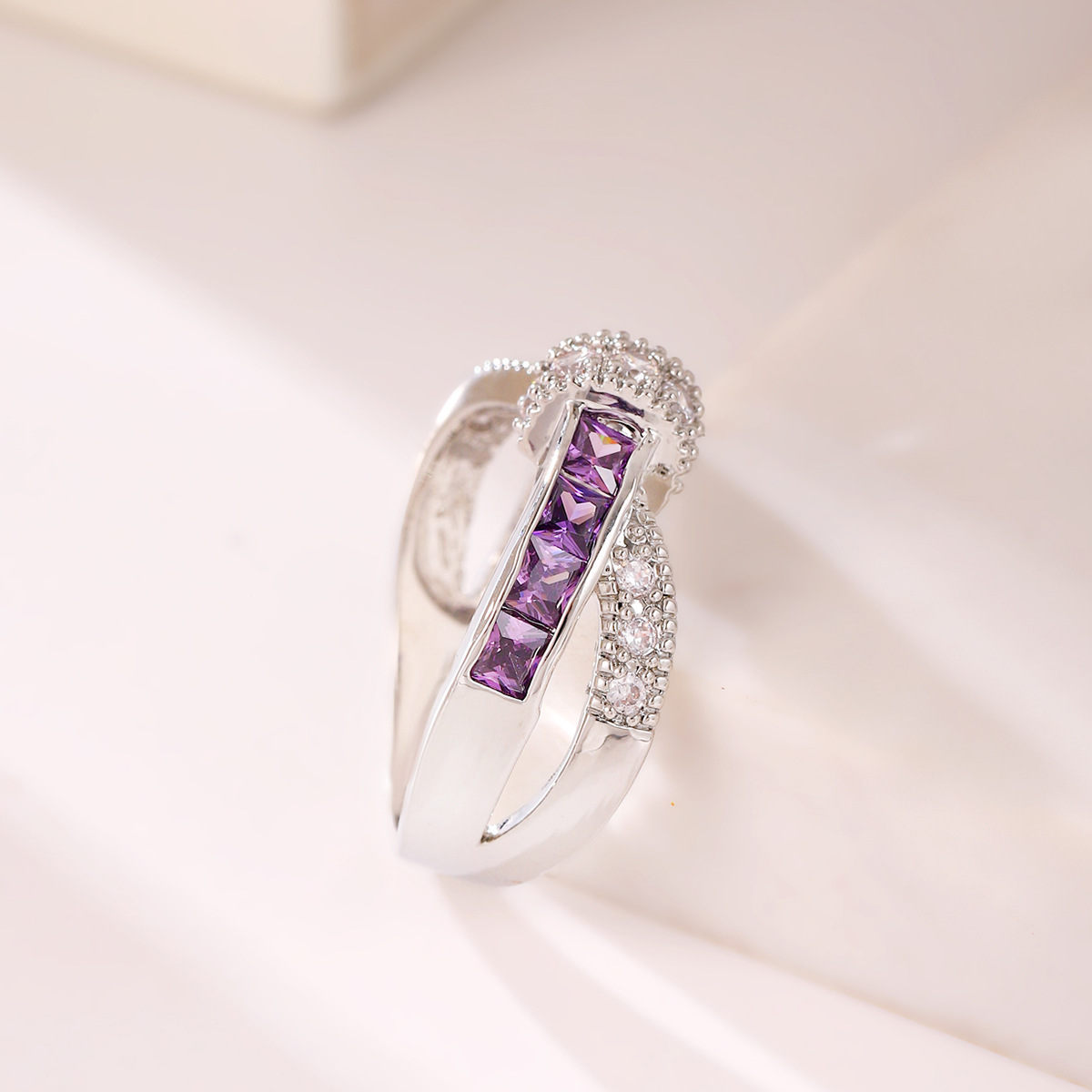 Plating Design Fashion Geometric Copper Plating Zircon Rings 1 Piece
