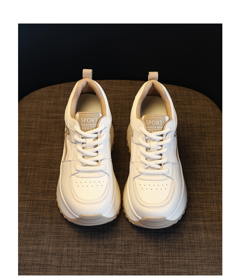 Giày sneaker nữ đế dày tăng chiều cao, phong cách thể thao trắng đa năng — Cơm trắng mơ chi tiết 19