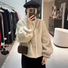 冬季2025新款小个子毛毛短款加厚貂皮上衣仿水貂绒皮草外套女